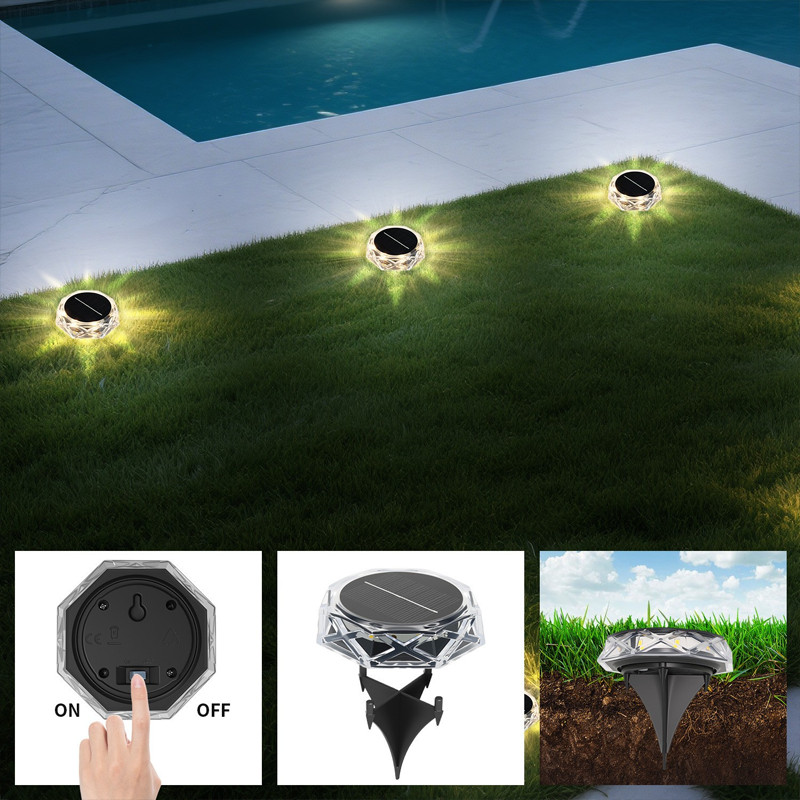 Bộ 4 Đèn Năng Lượng Mặt Trời Cắm Đất Chống Nước IP65 – Đèn Ngủ Sân Vườn, Thích Hợp Cho Sân Vườn, Sân Nhà, Cắm Trại