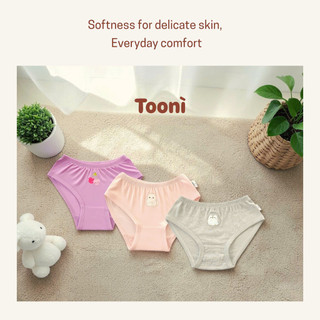Combo 3 quần chip tam giác Toonì chất Modal mềm mịn kháng khuẩn cho bé gái 10-40kg Bubbybaby-GV