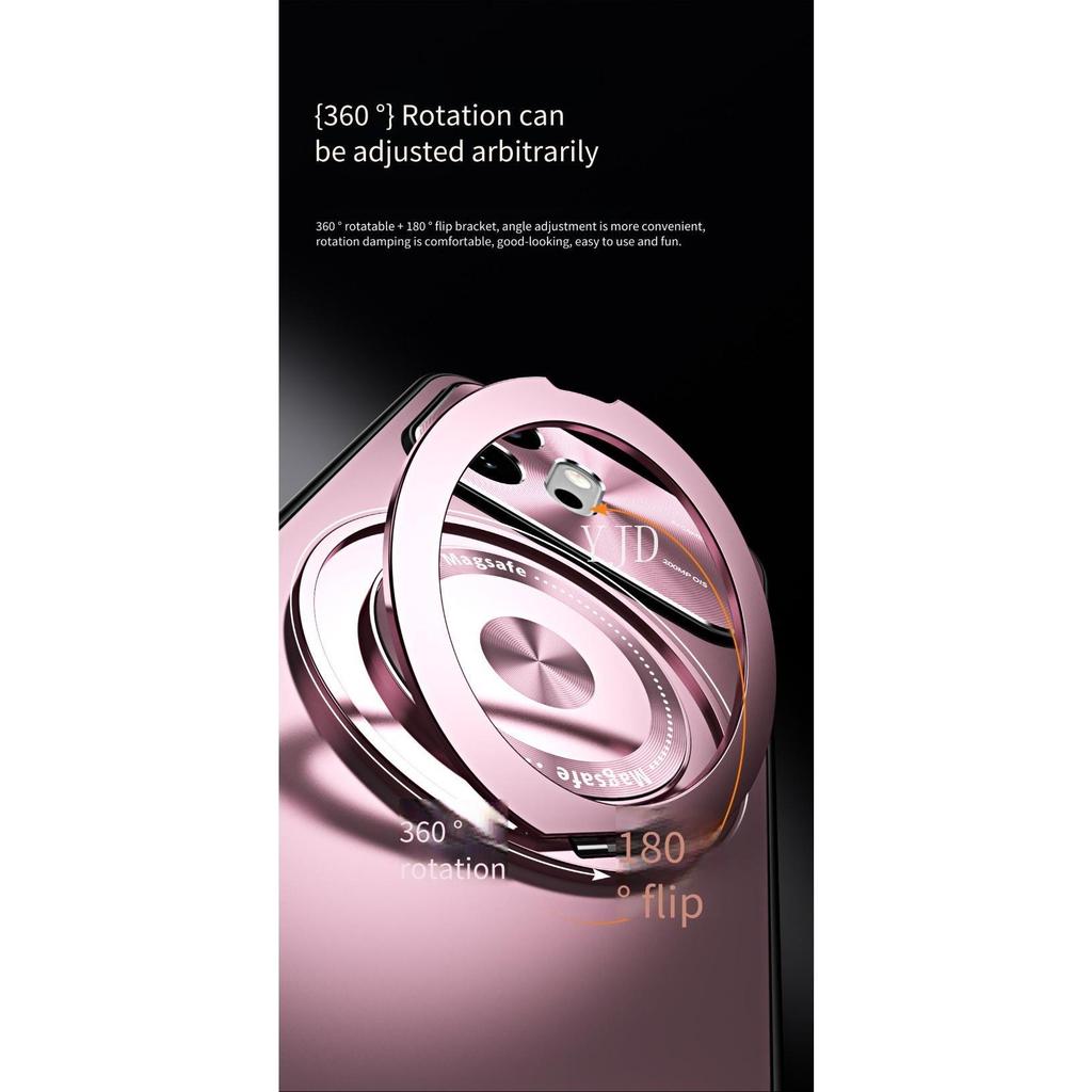 Ốp lưng YJD cho Honor 600 Pro 360°Giá đỡ xoay Vỏ điện thoại mặt sau mờ kim loại chống rơi