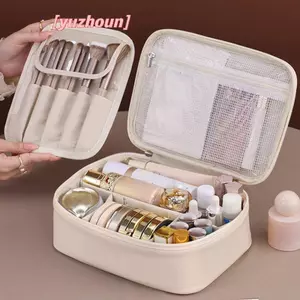 Túi đựng mỹ phẩm du lịch di động Dung tích lớn Túi đựng đồ vệ sinh chống nước Túi lưu trữ Hộp đựng mỹ phẩm bằng da đa chức năng
