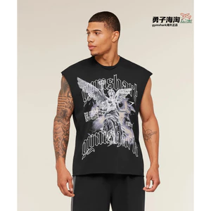 Gym Tank Top Không Tay Dáng Rộng Thoải Mái, Họa Tiết Đường Phố Trendy
