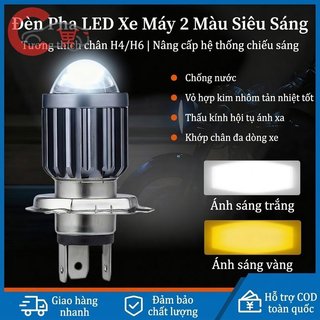 Bóng đèn pha xe máy LED H4 HS1 BA20D 12W 10000LM Vỏ nhôm IP68 màu kép