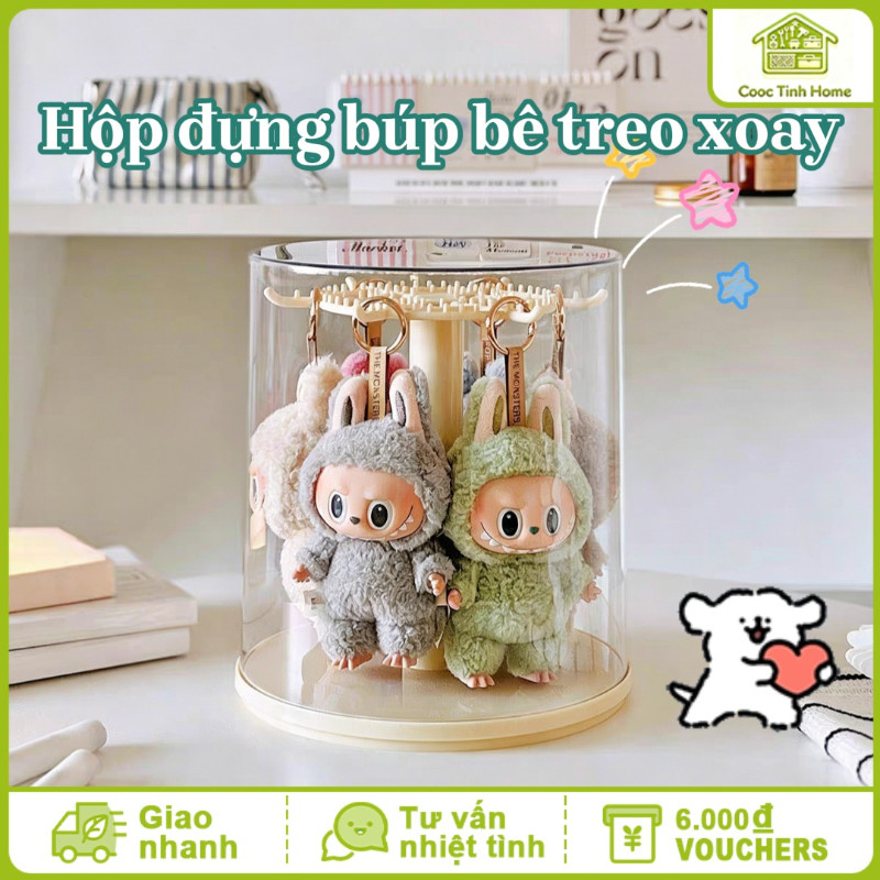 Hộp Đựng Móc Khóa Thú Nhồi Bông - Xoay 360°, Chống Bụi, Bảo Vệ & Trưng Bày Cho Bộ Sưu Tập