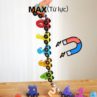 Đồ chơi xe lửa từ tính bằng gỗ Số chữ cái Montessori Học tập Bộ giáo dục xếp hình cho trẻ mới biết đi