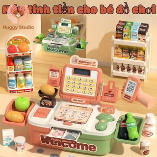 Đồ chơi máy tính tiền cho trẻ em 46 chiếc Giả vờ siêu thị Playset ABS Bộ đồ chơi nhập vai giáo dục
