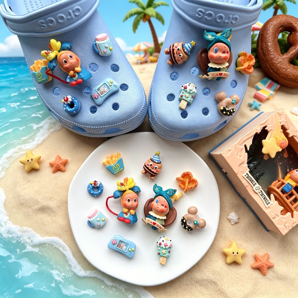 Phụ kiện Pop Mart dễ thương Starman khóa giày ba chiều, thích hợp cho cá sấu, có thể tháo rời, phụ kiện hoa giày lỗ Zhibixing