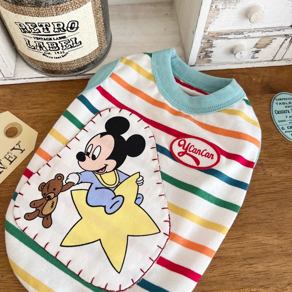 Quần Áo Cho Chó Mùa Hè Sọc Cầu Vồng Phong Cách Mickey Hoạt Hình Thú Cưng Vest