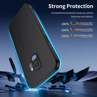 Vỏ bọc từ tính bằng da bằng sợi Carbon cho Samsung Galaxy S9 / S9 + Plus Vỏ mờ sang trọng chống sốc Sạc không dây Vỏ chống sốc