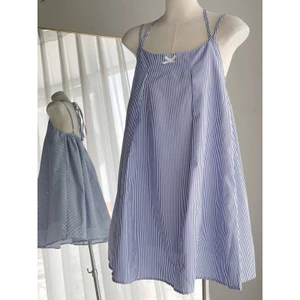 Đầm Babydoll Hai Dây Sọc Xanh, Váy Babydoll Hai Dây MyaHouse