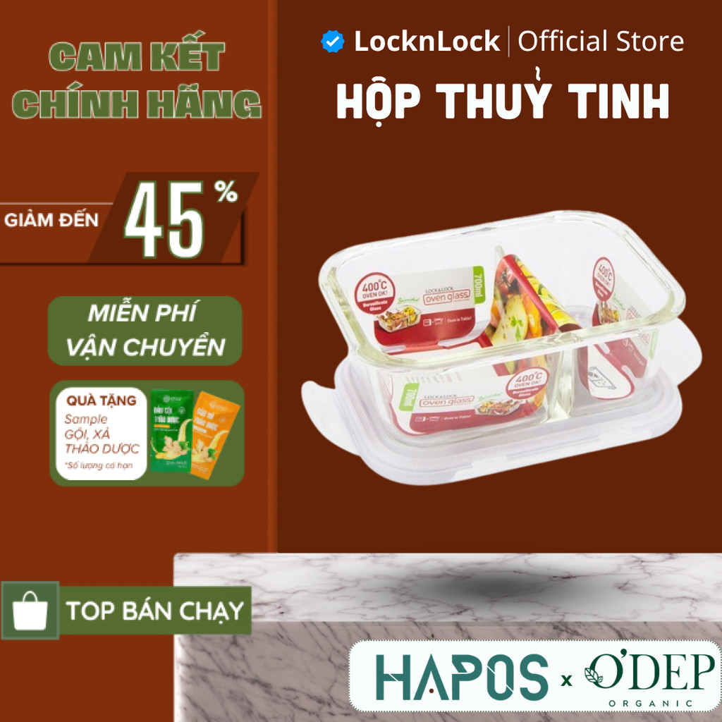 Hộp thuỷ tinh chịu nhiệt 700ml LocknLock Chính hãng Glass Euro chia ...