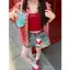 Áo sơ mi kẻ sọc in màu xanh lá cây Áo khoác ngắn tay phù hợp cho nữ mùa hè
