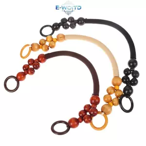 E-WOITD Nữ Thời Trang Hạt Gỗ Dây Túi Dây Tay Cầm Bằng Gỗ Dây Hạt Túi Xách Dây Đeo Vai DIY Thay Thế Túi Phụ Kiện E-WOITD