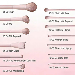 Sonbeauty Bộ 5,7,10,13 Cọ Hồng Đào Trang Điểm Phấn Mắt Blush , Lông cọ mềm mại , đầy đủ , tiện dụng.