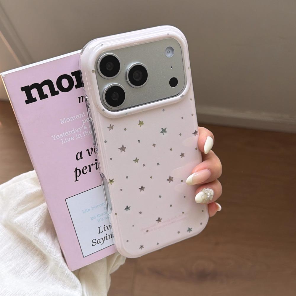 Ốp Lưng Cứng Tương Thích Với iPhone 13 14 14Pro 14ProMax 15 15Pro 15ProMax 16 16Pro 16ProMax 17 17Pro 17ProMax Ốp Họa Tiết Ngôi Sao Màu Hồng