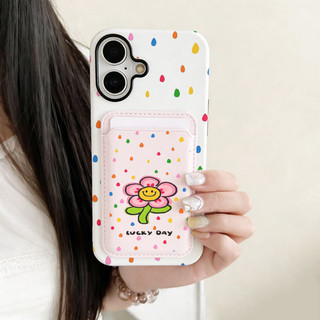 Ốp bảo vệ họa tiết hoa cười đầy màu sắc cho iPhone 11 12promax 13pro15pro 15promax 14 14promax 14pro 16 pro max 16 plus 17 17promax ốp lưng hai trong một