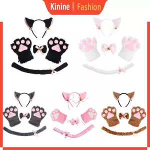 KIN Mèo Tai Mũ Găng Tay Đuôi Bowtie Gothic Gothic Gothic Gothic Trang Phục Dự Tiệc Accesso