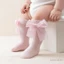 0-2yers Bé Gái Đầu Gối Tất Cao Lưới Thoáng Khí Nơ Lớn Co Giãn Vớ Chống Trơn Trượt Mùa Hè
