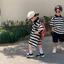 Quần áo trẻ em trai và em gái Hàn Quốc lỏng lẻo polo cổ sọc đầm