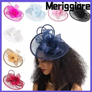 Băng đô hoa lưới MERIGGIARE, Mũ che mặt lưới cổ điển thanh lịch, Mũ đội đầu nữ hoa Fascinator Hoa Fascinator Băng đô trang phục các bữa tiệc