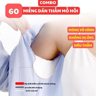 Combo 60 Miếng Dán Nách Thấm Hút Mồ Hôi Cực Mạnh - Miếng Dán Bảo Vệ Áo Chống Vết Ố Vàng Thoáng Khí Dễ Sử Dụng