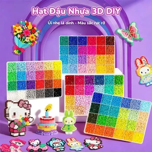 Bộ Hạt Xếp Hình DIY 3D – Đồ Chơi Handmade Sáng Tạo Cho Bé, Hạt Đậu Nhựa 24 Màu Kèm Phụ Kiện