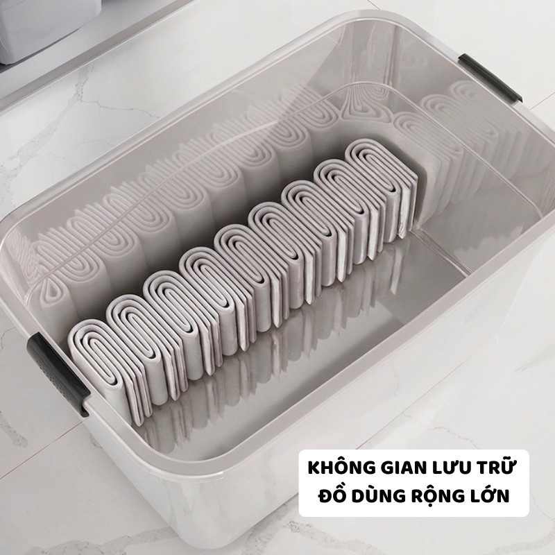 Hộp Đựng Đồ Dung Tích Lớn ENODA HOME, Thùng Nhựa Loại To 135L Đựng Chăn Màn, Quần Áo, Có Nắp, Bánh Xe Q010