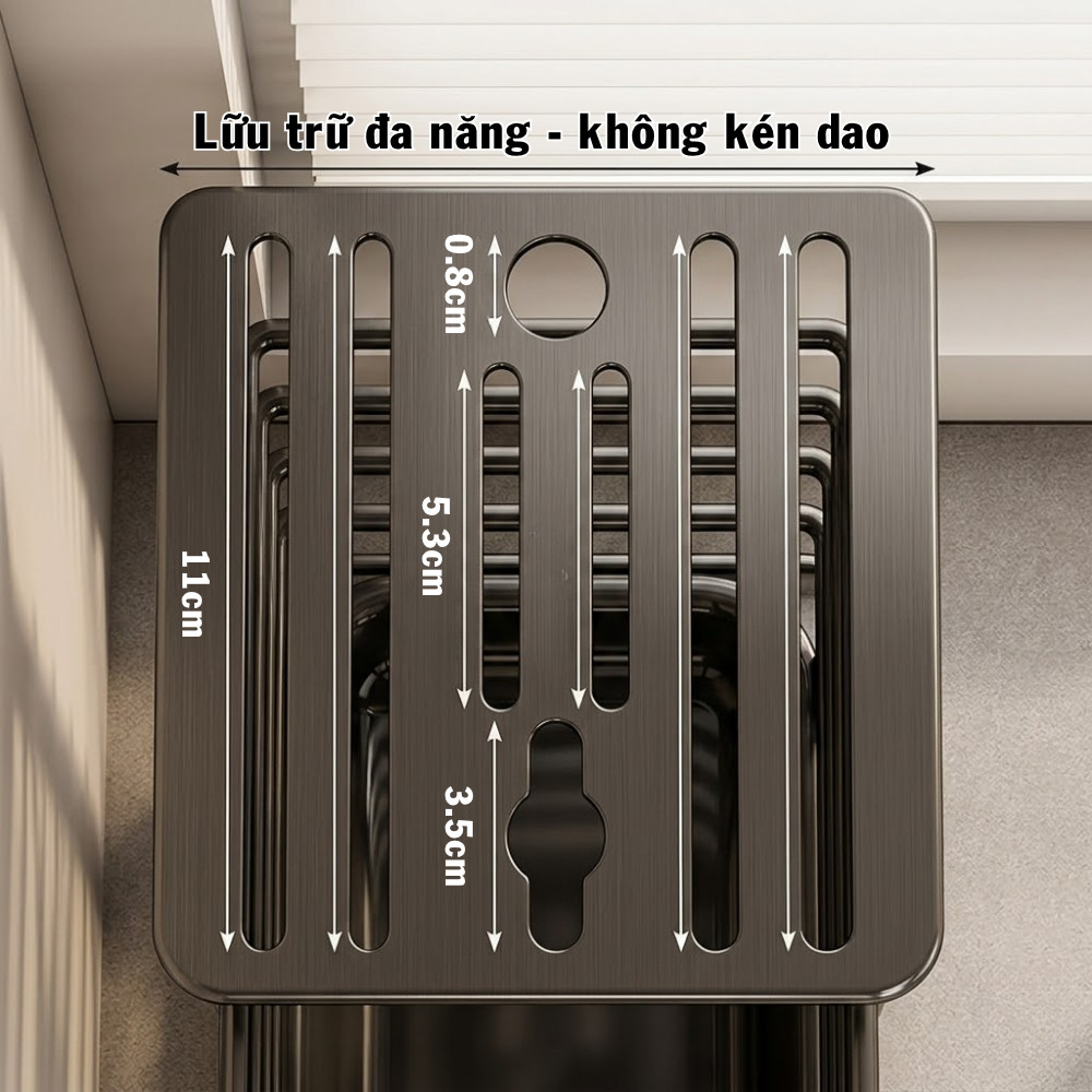 Giá Đựng Dao Nhà Bếp Inox Đa Năng Có Khay Thoát Nước, Kệ Để Dao Muỗng Đũa Cao Cấp