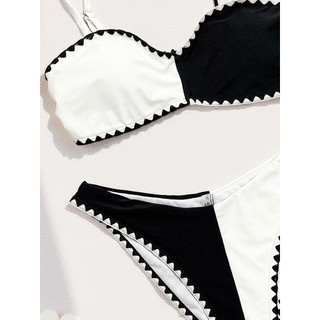 Đồ bơi nữ màu đen trắng Hit Color Tank Đồ bơi Bikini hai mảnh