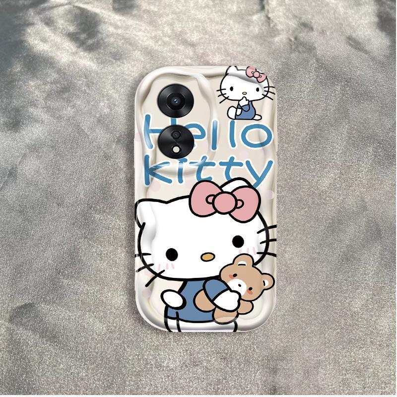 Thích hợp cho OPPO A18 A38 A58 A60 A17 A17K 4G 3D Điện thoại thông minh TPU mềm Kitty Rilakkuma Vỏ điện thoại chống sốc
