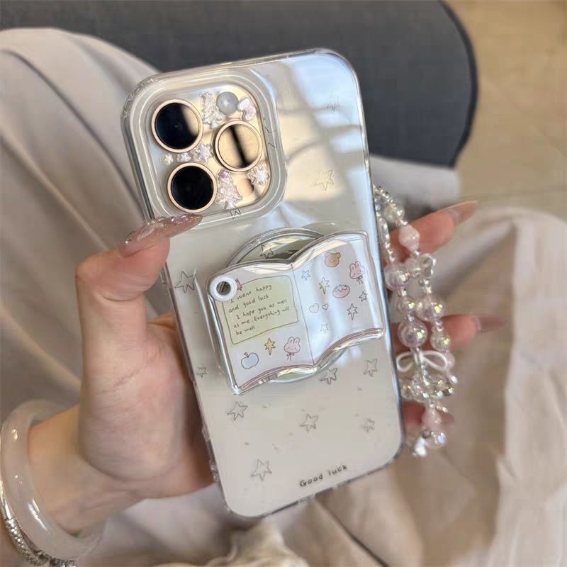 Ins Creative Niche Star Dot Book Mirror Giá đỡ từ tính Thích hợp cho Apple 16pro15 Vỏ điện thoại 14 Vỏ bảo vệ