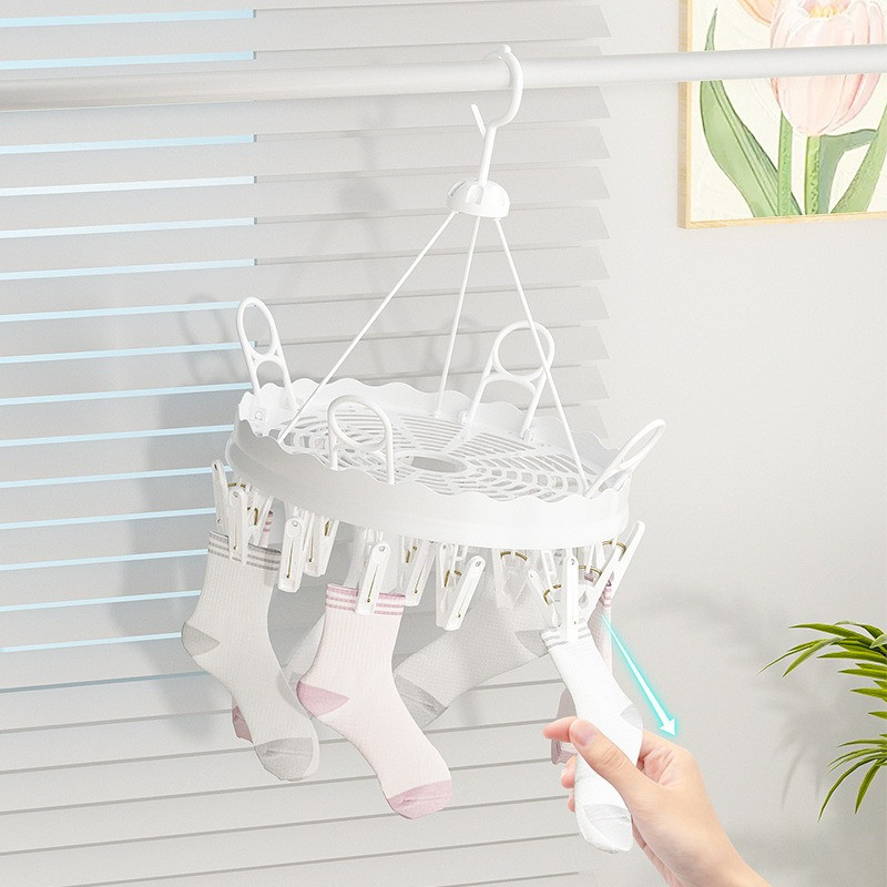 Móc Treo Chùm,26 Kẹp,Móc Phơi đồ đa Năng,gấp gọn, nhựa chắc chắn,chống gió,phơi tất,đồ lót, quần áo nhỏ