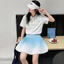 Bé Gái Gradient Quần Vợt Bé Gái Bộ Đồ Nhanh Khô Thể Thao Cổ POLO Tay Ngắn Top Xếp Ly Váy