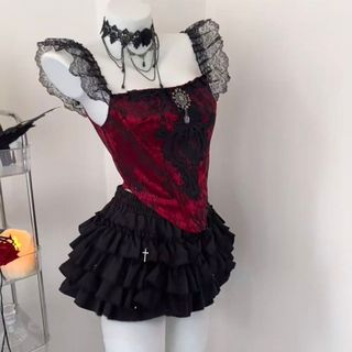 Váy Đen Puffy Bánh Hot Girl Punk Puff Váy Mỏng Chính Hãng Váy Ngắn Thiết Kế Nhìn Chéo Chống Xước BVCJ
