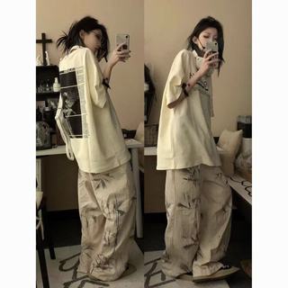 100% Cotton Mỹ Hợp Thời Trang hiphop Áo Thun Nữ Mùa Hè Rời Retro Cặp Đôi Cổ Tròn Top ins Tất Cả Trận Đấu 5.11