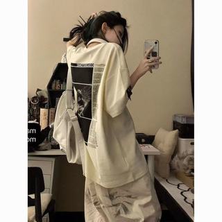 100% Cotton Mỹ Hợp Thời Trang hiphop Áo Thun Nữ Mùa Hè Rời Retro Cặp Đôi Cổ Tròn Top ins Tất Cả Trận Đấu 5.11