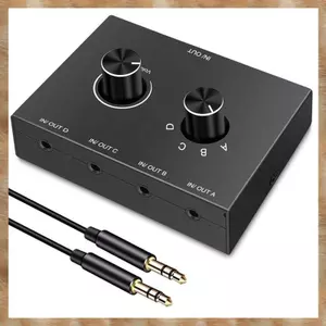 Bộ khuếch đại tai nghe 4 chiều 3,5mm 4 trong 1 Out Hộp chia công tắc âm thanh hai chiều âm thanh nổi