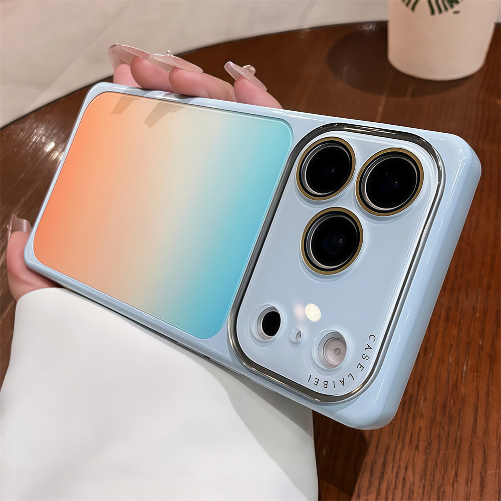 Ốp điện thoại hình vuông gradient thời trang cho iPhone 17 Pro Max 13 14 15 16 pro max Bao gồm tất cả bảo vệ ống kính máy ảnh vỏ mềm Vỏ bảo vệ vỏ điện thoại