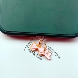 Điện Thoại Di Động Chống Bụi Cắm Tự Làm Hồng Nơ Chữ Cái Tiếng Anh A-Z Mặt Dây Chuyền Trang Trí Điện Thoại Di Động