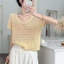 Áo sơ mi dệt kim thông thường thời trang mới mùa hè, Vỏ chống nắng tay ngắn dệt kim, Áo cho nữ