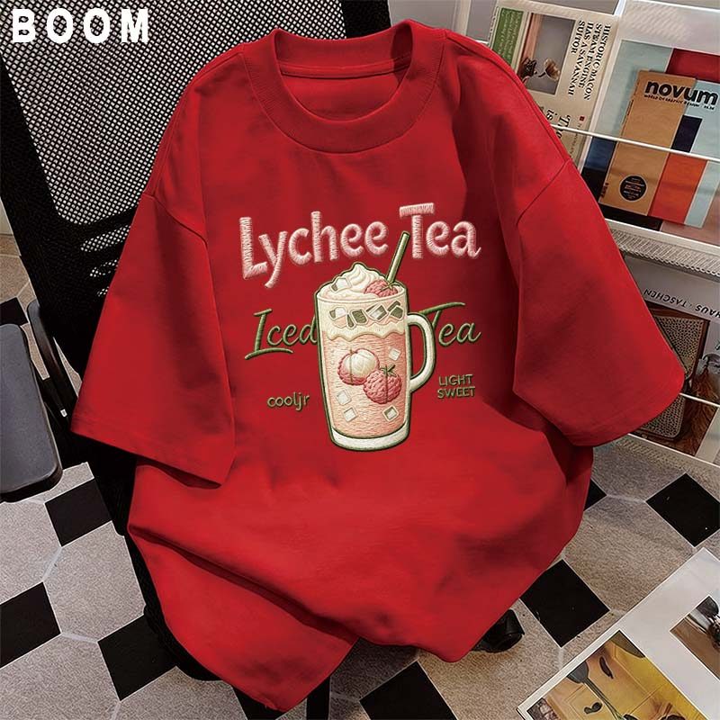 Áo thun chữ thêu nữ kiểu hàn quốc form rộng tay lỡ cổ tròn cotton mát - hè hot trend in cách dễ thương- Local brand #17