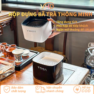 Hộp Đựng Bã Trà Thông Minh Để Bàn – Thiết Kế Hiện Đại, Ngăn Trên Thoát Nước, Lọc 2 Lớp, Sang Trọng & Tiện Dụng