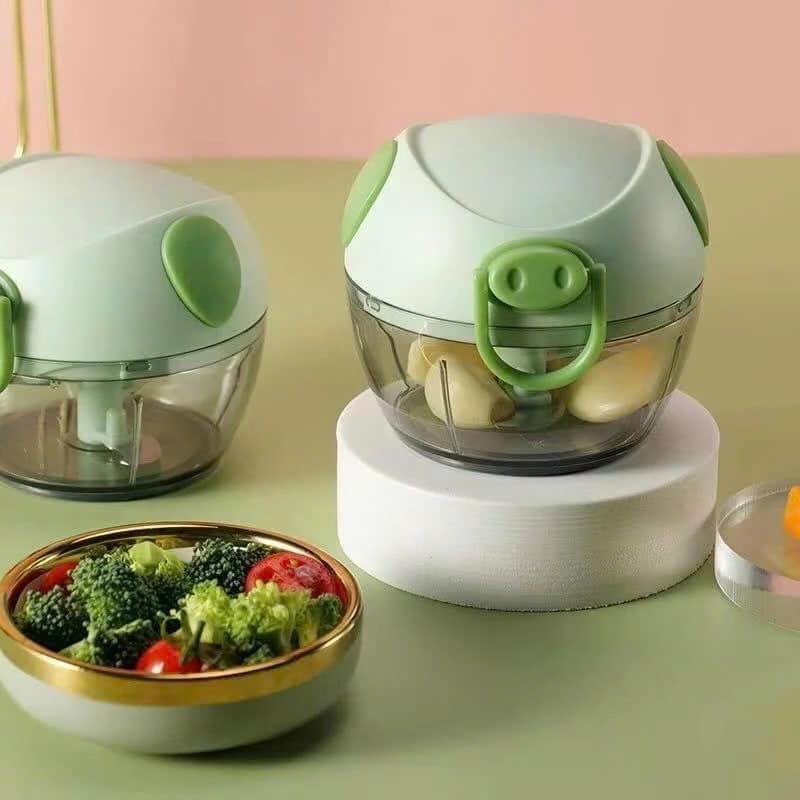 Máy xay tỏi ớt mini tiện lợi cho gian bếp 3 lưỡi dao kéo tay - HoangNam Living