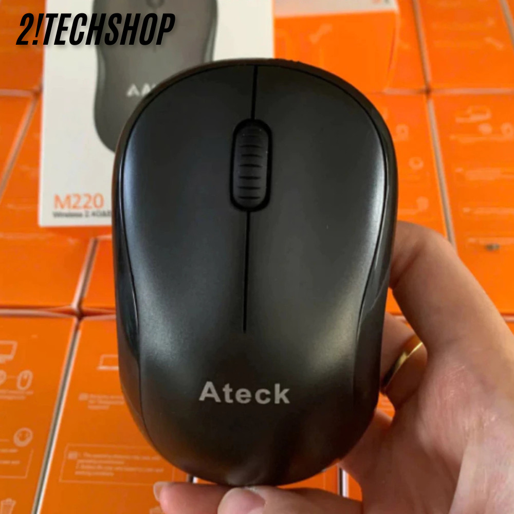Chuột Không Dây Ateck M220 Silent Màu Đen - Giảm Ồn 90%, Kết Nối USB + Bluetooh, tặng pin, BH 6T
