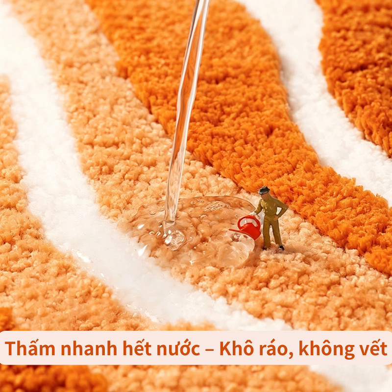 Thảm Lau Chân Thấm Nước Giả Lông Cừu – Họa Tiết Gợn Sóng, Dày Dặn Chống Trượt, Phù Hợp Làm Thảm Nhà Tắm & Thảm Cửa