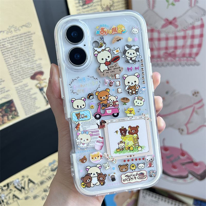 Vỏ điện thoại họa tiết gấu dễ thương trong suốt mới nhất tương thích iPhone 17 Pro Max