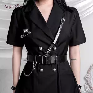 AqToCna - Thắt lưng nam nữ phong cách punk/goth, dây daPU kèm dây xích tháo rời