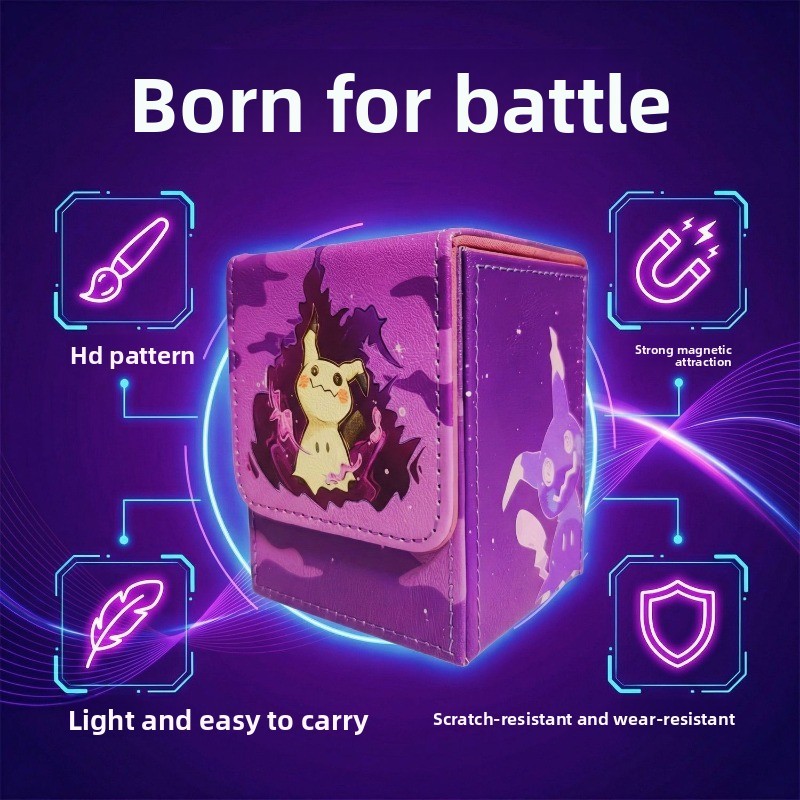 PTCG Ghost Thuộc tính Mimikyu Series Diy Bảng da từ tính Hộp đựng thẻ trò chơi OPCG DTCG TCG Bộ sưu tập thẻ trò chơi Hộp lưu trữ đồ chơi Nhân vật đồ chơi Anime Bộ sưu tập trò chơi Hộp lưu trữ