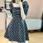 Đầm cỡ lớn cổ vuông tay bồng màu đen dành cho nữ plus size, thoáng mát mùa hè