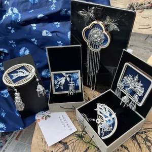 Cà vạt bằng gỗ-Dye Blue-Dye Đặc sắc Văn hóa Sáng tạo Nhãn dán tủ lạnh Quảng Tây Vân Nam Quý Châu Du lịch Lưu niệm Quà tặng Handmade 0424