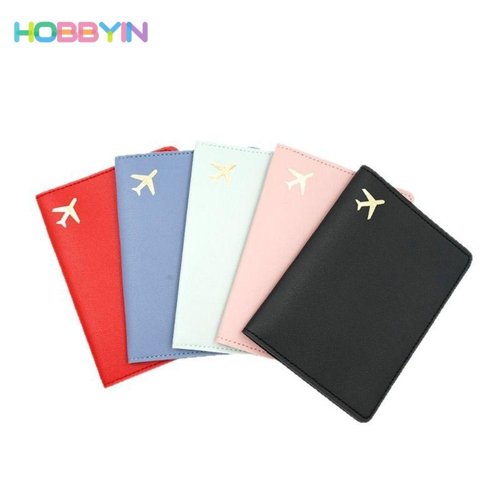 HOBBYIN Giá đỡ hộ chiếu HOBBYIN, Vỏ bảo vệ hộ chiếu di động chống nước, Bảo vệ hộ chiếu bằng da PU màu trơn nhẹ
